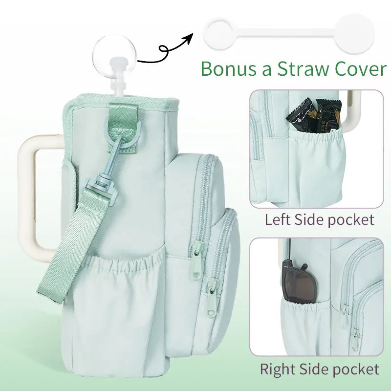 Sportsnew Water Bottle Carrier Bag for Stanley 40oz Tumbler – Insulated Crossbody Holder with Phone Pocket, Straw Cover & Adjustable Strap for Hiking, Travel & Outdoor