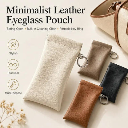 Soft PU Leather Sunglasses Pouch Elastic Opening Eyeglasses Bag