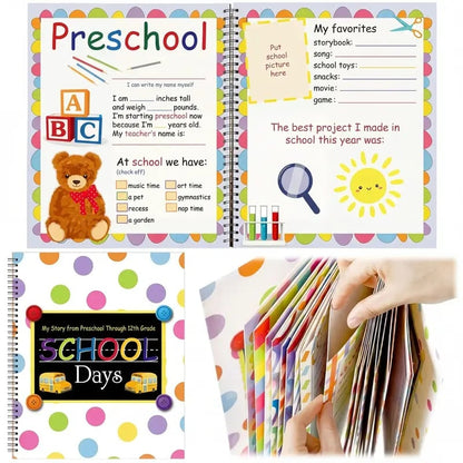 📚❤️School Memory Book - Preschool to 12th Grade Keepsake Album for Cherished School Photos & Childhood Memories