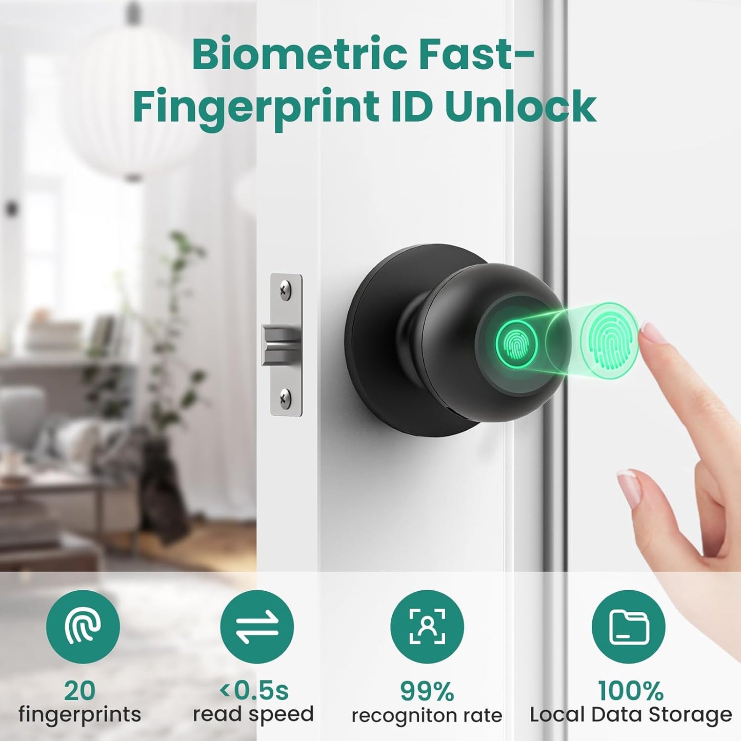 Fingerprint Smart Lock,Keyless Entry Door Lock,Count Smart Door Knob with APP