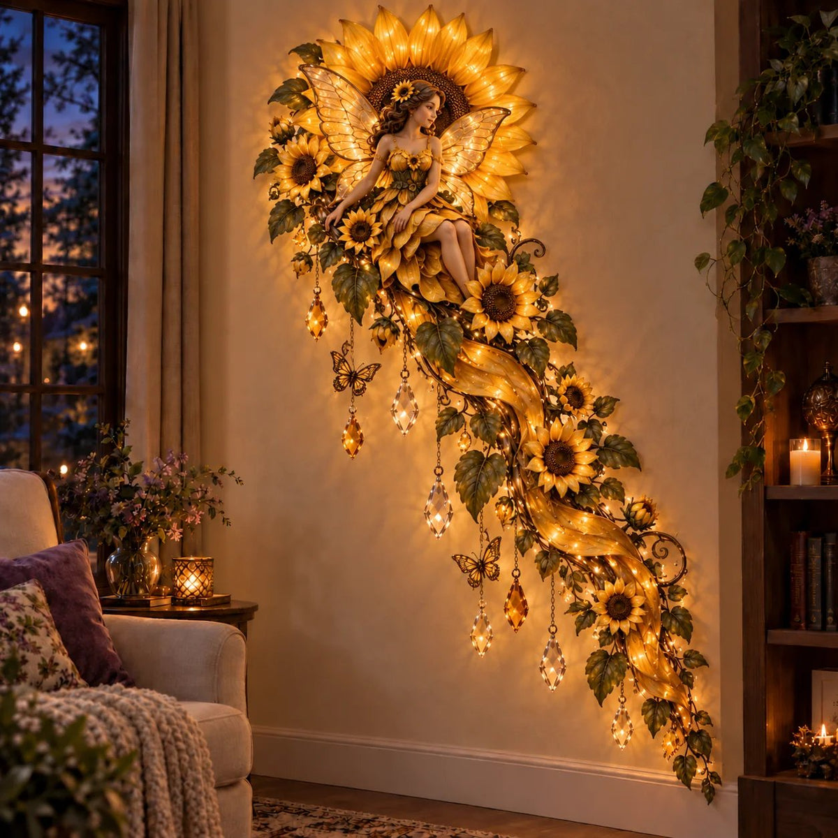🔥Buy 2 Get 20% OFF🔥🌹🧚‍♀️Enchanted Flower Fairy Wall Light✨Cascading Floral Decor