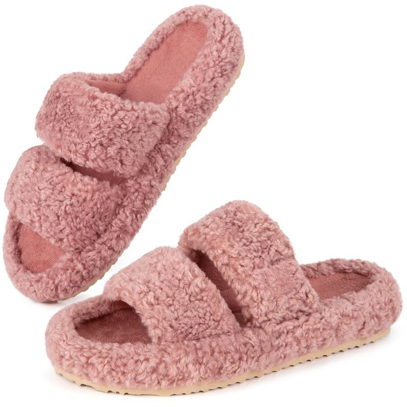 Women's Fuzzy Open-Toe Slippers