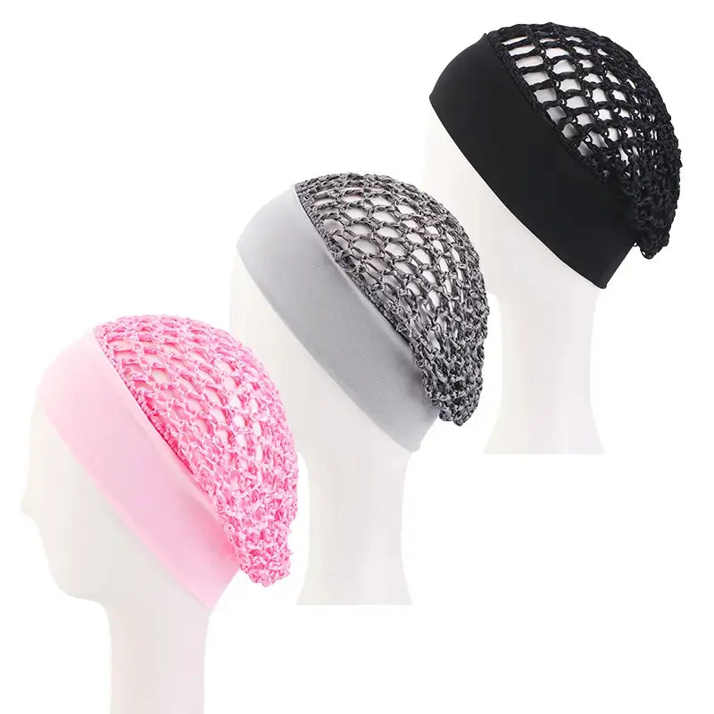 3-Piece Stretchy Wide-Edge Sleeping Cap Set, Soft Protection Bonnet for Nighttime Hair Care & Beauty