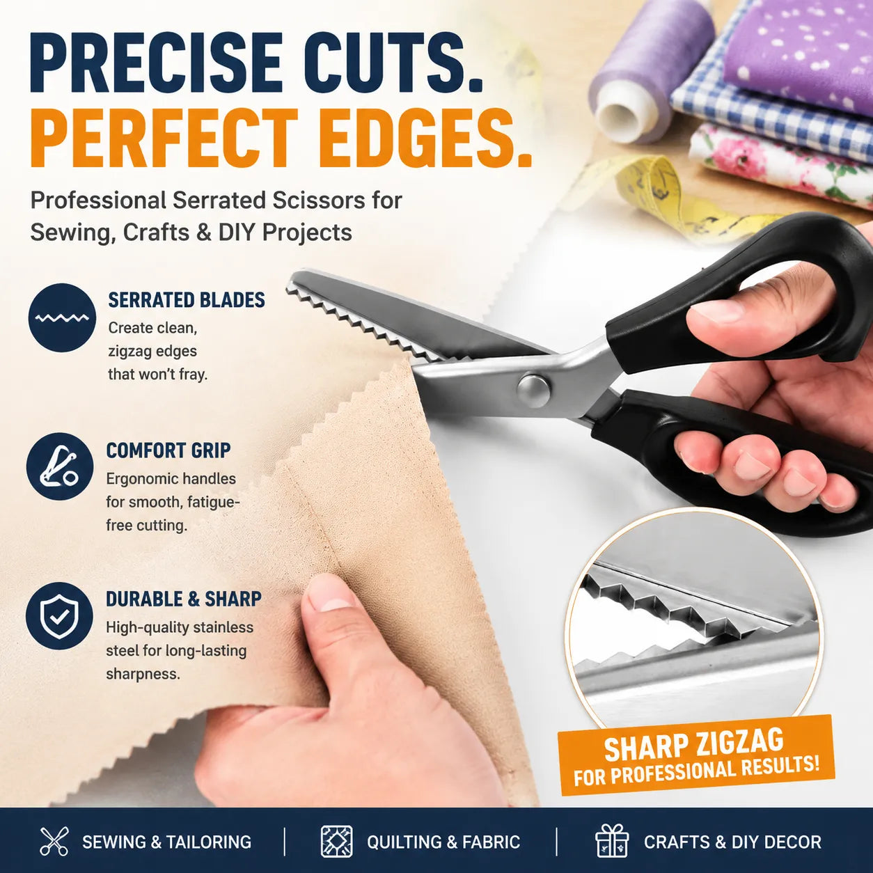 ✂️Professional Serrated Scissors for Sewing, Crafts & Everyday DIY Projects
