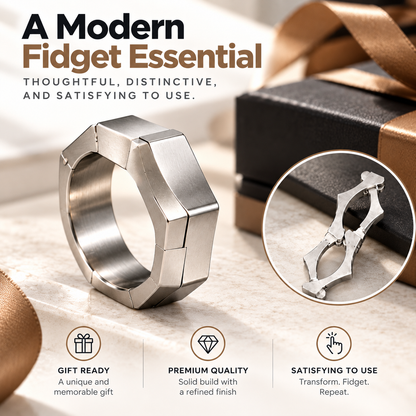 💍 Transformable Geometric Fidget Ring ✨ Wear It, Open It & Fidget Anywhere