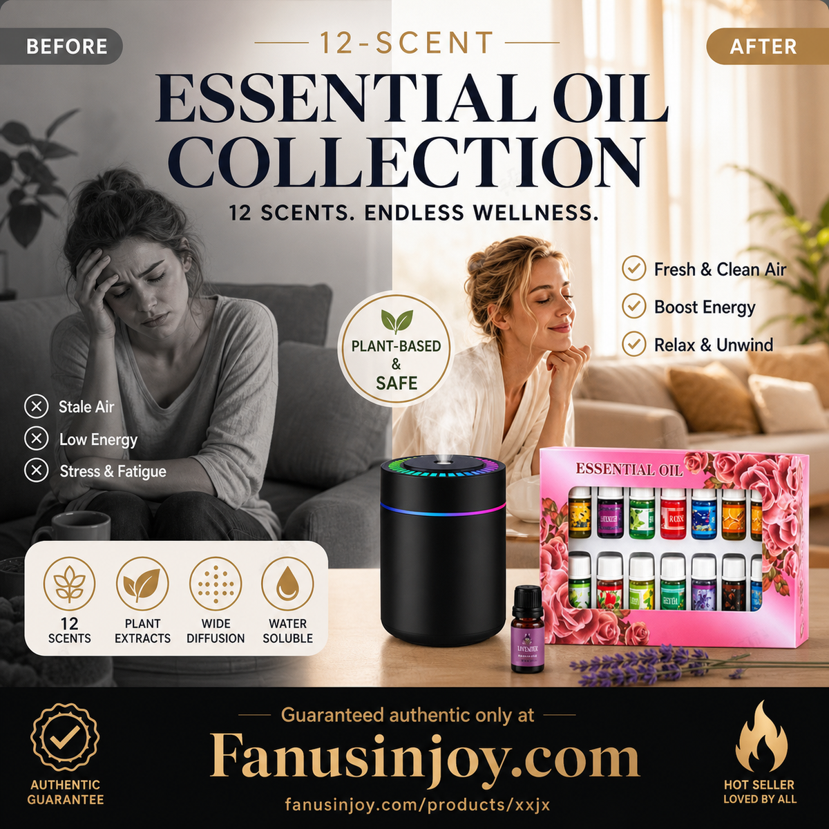 🔥40% Off！🎁🌺The fresh scent lifts your mood！🌷12-Pack Water Soluble Essential Oils Set