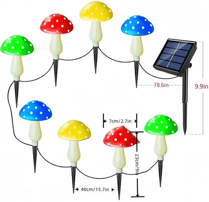 8 Pcs Solar Powered Mushroom Shaped Garden Light