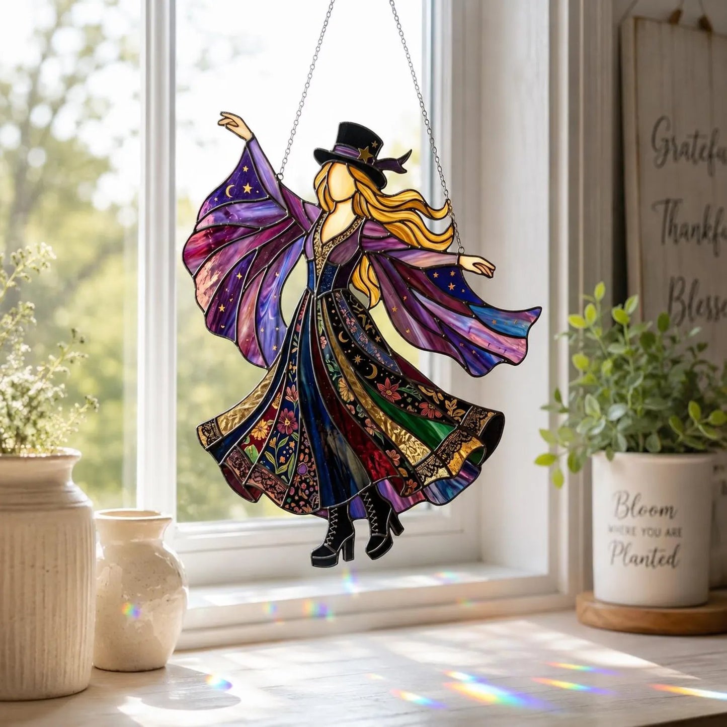 💥 LAST DAY 49% OFF - 💃🤘 Handmade Stained Glass Spinning Suncatcher