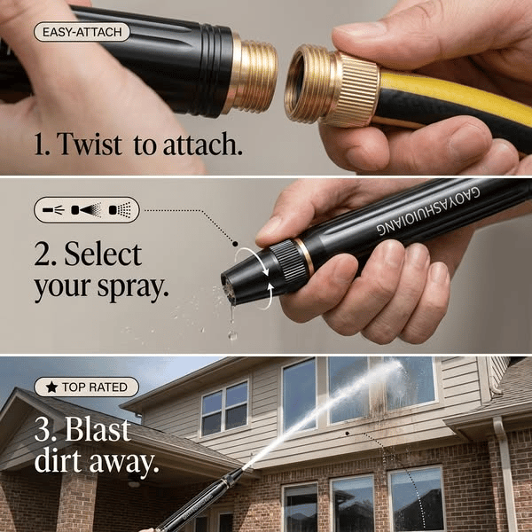 🔥Black Friday Deal｜✨Heavy Duty Adjustable Twist Hose Nozzle Jet Sweeper Nozzle