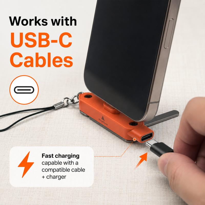 240W PD Fast Charging Type-C Adapter With Built-in Foldable Phone Stand Portable Zinc Alloy USB C Converter Travel Pocket Charger Gift For Men Women Holder Cellphone Smartphone