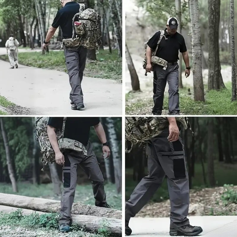 🔥Men's Waterproof Tactical Work Pants - Solid Color with Multi-Pockets for Outdoor Activities