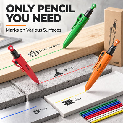 ✏️7-in-1 Magnetic Mechanical Pencil Set | 3-Pack Assorted Colors with 30 Graphite Refills | Sharpener & Protective Sleeve | Bullet Tip for Construction & Woodworking Marking