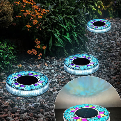 🚀Gift for Father's Day✨Solar Outdoor Mosaic Disc Lights (4-Pack)