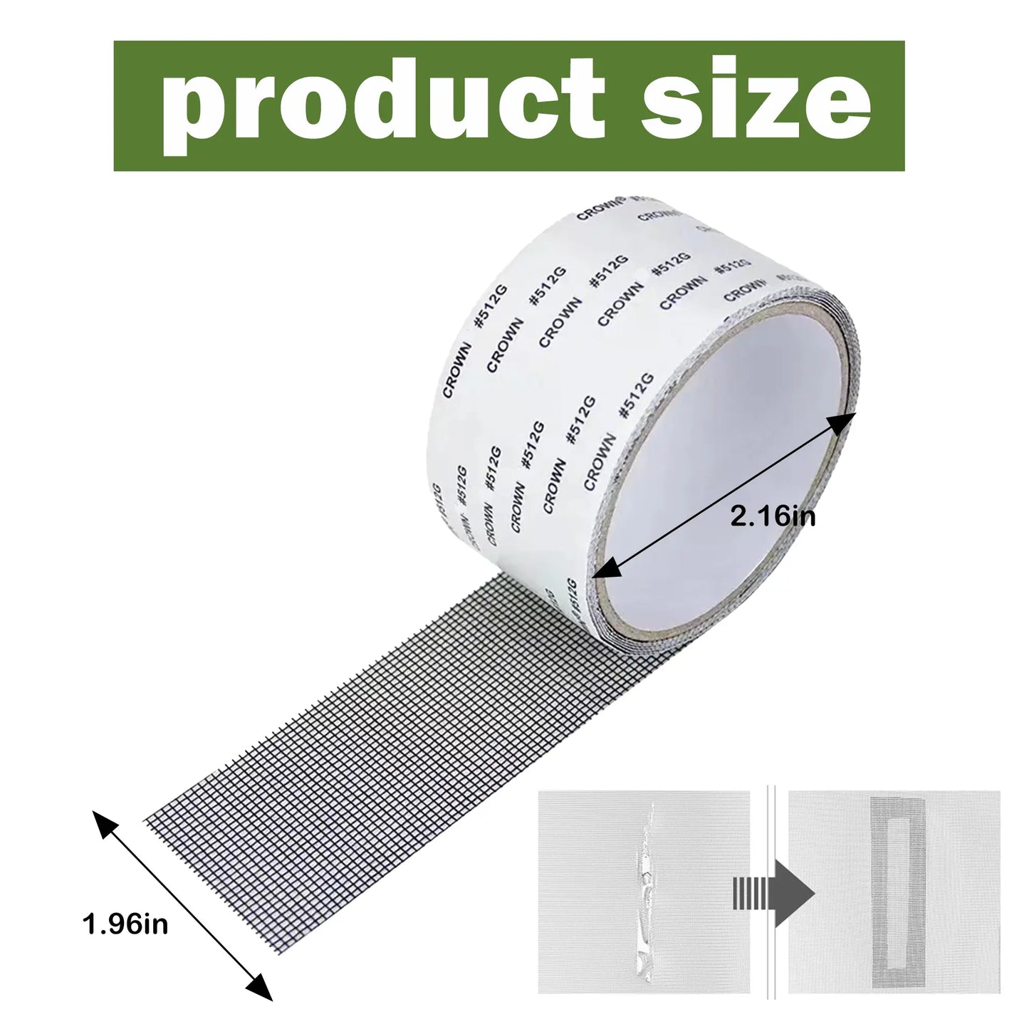 Durable Fiberglass Mesh Tape for Fixing Window and Door Screens (2inch x 157.5inch)
