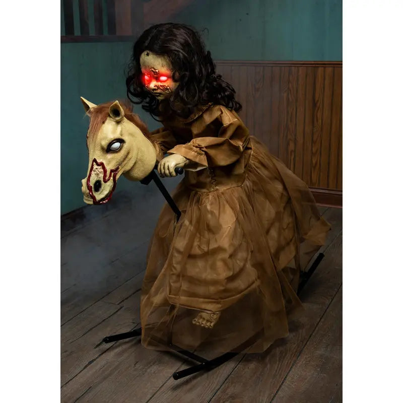 3.5FT Animated Rocking Horse with Doll Prop