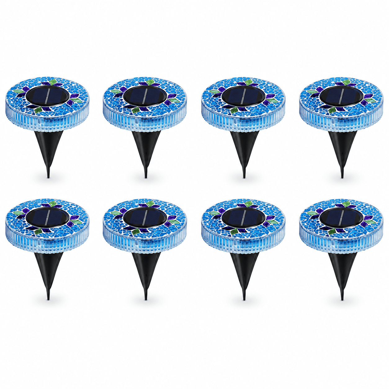 Mosaic Solar Disk Lights - Waterproof In-Ground Outdoor Garden Glass Decorative Lighting for Pathway, Yard, Patio & Walkway