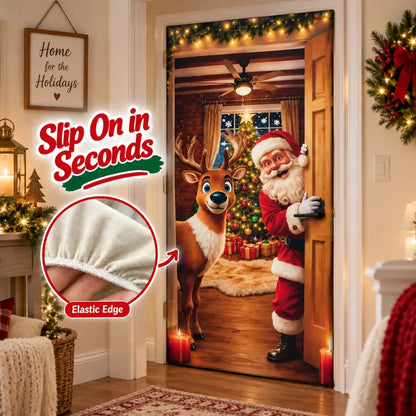 🎄🎅Santa Christmas Door Cover with Elastic Edges | Reusable Holiday Decor