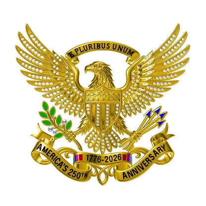 🇺🇸🦅 September Laurel USA 250th Anniversary Eagle Brooch Pin | Patriotic Rhinestone Lapel Pin | Independence Day Gift