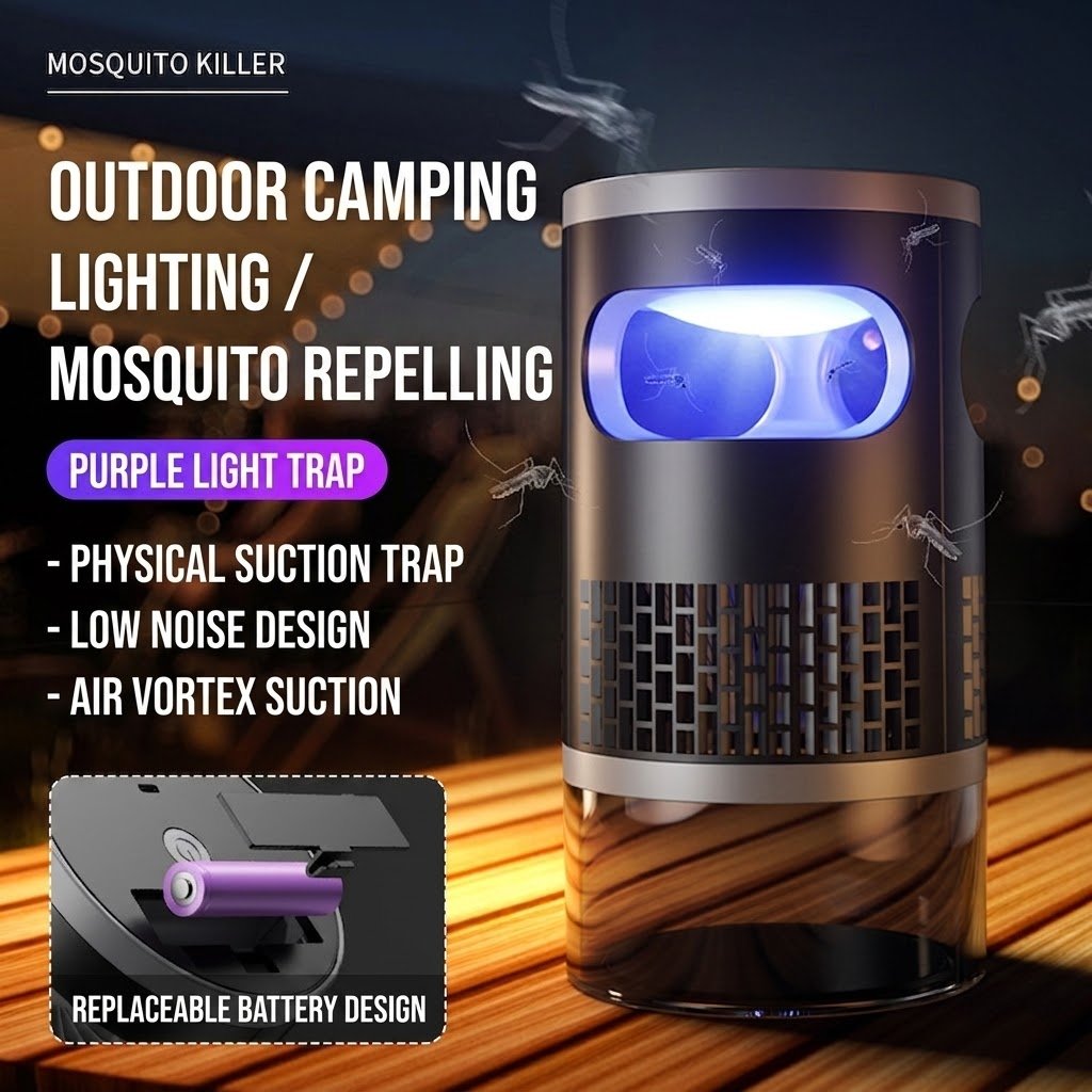Indoor Insect Trap with Light and Suction Non Zapper Flying Bug Catcher for Mosquitoes Fruit Flies Gnats and Moths