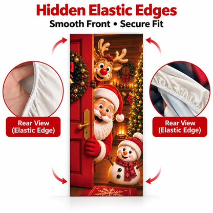 🎄🎅Santa Christmas Door Cover with Elastic Edges | Reusable Holiday Decor
