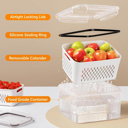 2-in-1 Drain & Keep Fresh Fridge Organizer Bins | 5 Sizes Complete Kitchen Prep 🥦