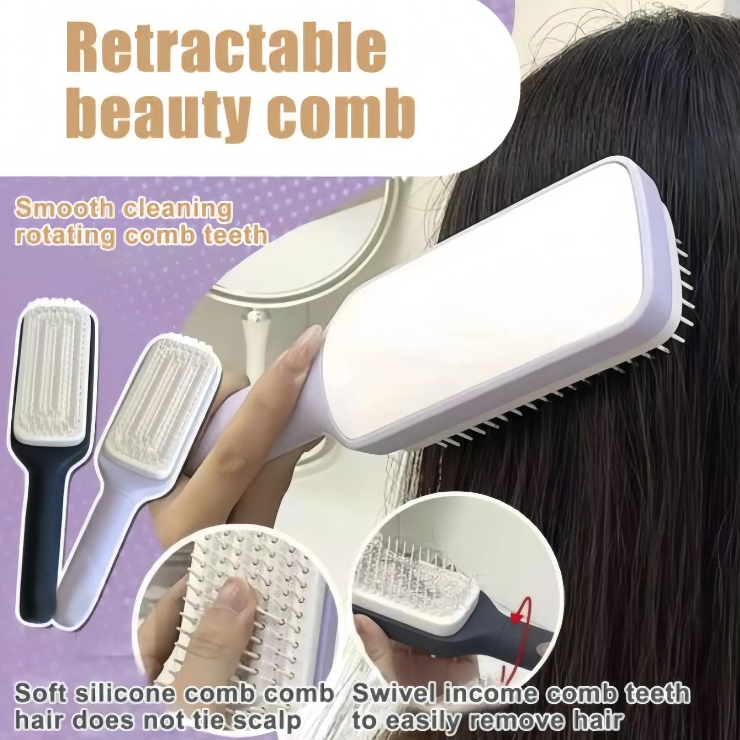 ✨ Say Goodbye To Hair-Filled Brushes — The Self Cleaning Comb Everyone’s Obsessed With! 💁‍♀️