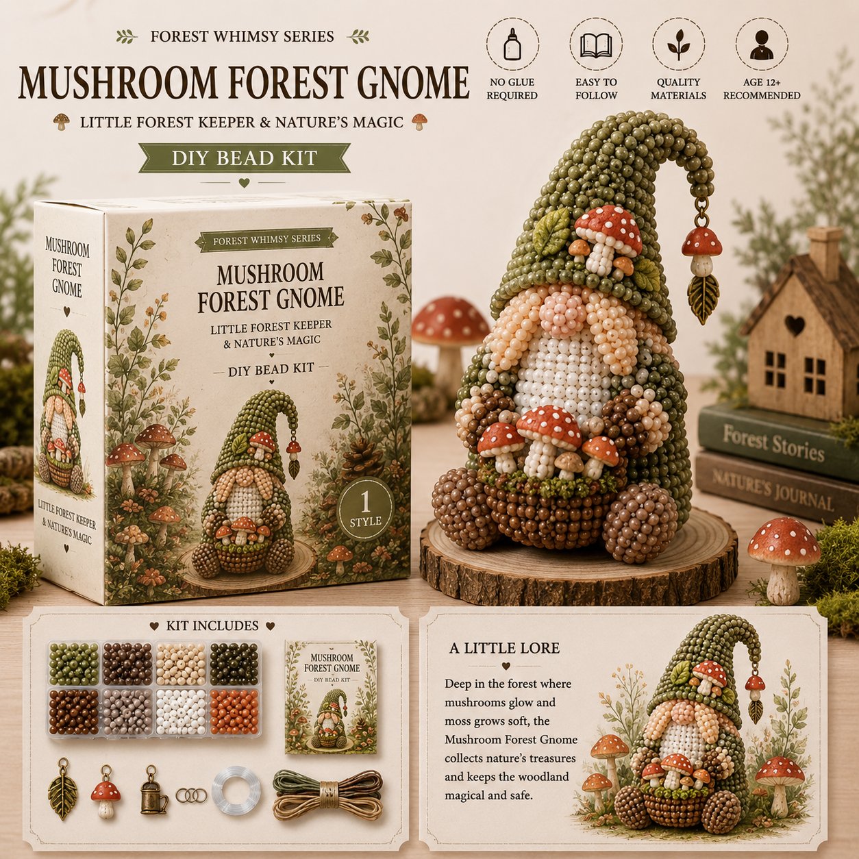 🔥2026 newest style💕Cozy Gnome DIY Bead Kit Collection– Collect All 12 Gnome
