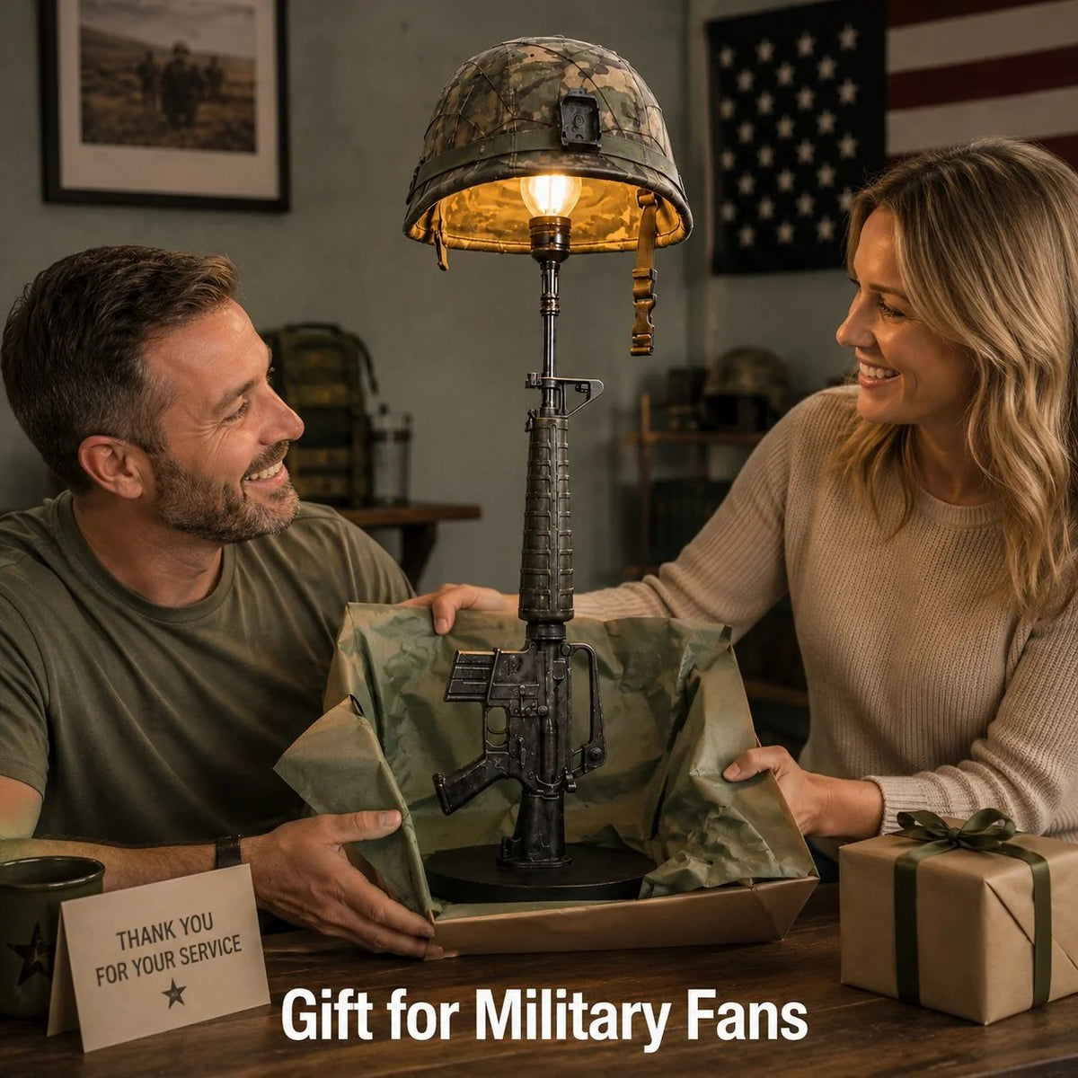 ⚔️ Tactical Rifle Helmet Table Lamp