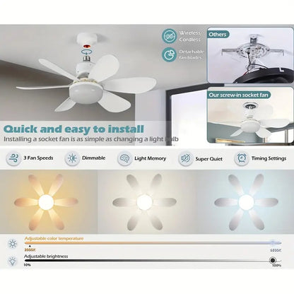 ⏳LAST DAY SALE 49% OFF with FREE GIFT!🔥40W LED Ceiling Fan Light – 20.5” Ultra-Quiet with Remote 🎯 | E27 + FREE B22 Adapter 🔌 | For Bedroom 😴, Kitchen 👩‍🍳 & Garage 🛠️ – UK Ready! 🇬🇧