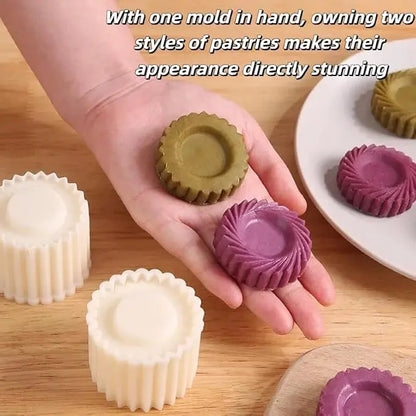 ✨🍪Sunflower-Patterned Round Hand-Press Mooncake Mold