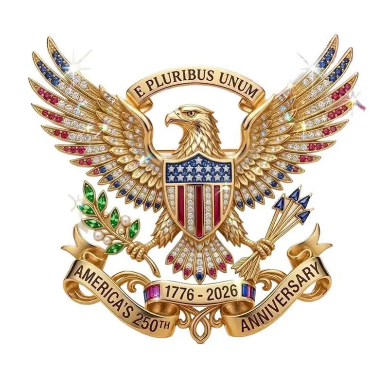 🇺🇸🦅 September Laurel USA 250th Anniversary Eagle Brooch Pin | Patriotic Rhinestone Lapel Pin | Independence Day Gift