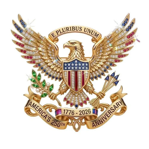 🇺🇸🦅 September Laurel USA 250th Anniversary Eagle Brooch Pin | Patriotic Rhinestone Lapel Pin | Independence Day Gift