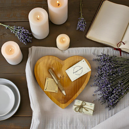 ✝️Handcrafted Wooden Heart Prayer Bowl Set