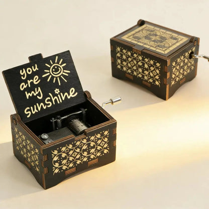 Hand-Crank Wooden Music Box: Plays “You Are My Sunshine”