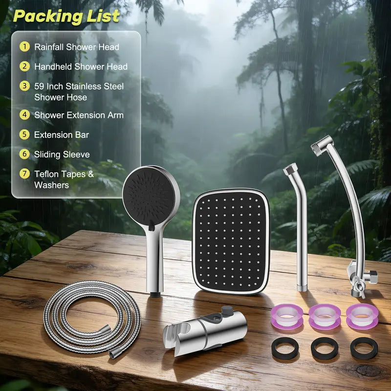 🚿 Luxury 3-Way Rainfall Shower Head Combo System 🚿
