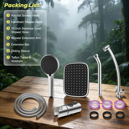 🚿 Luxury 3-Way Rainfall Shower Head Combo System 🚿