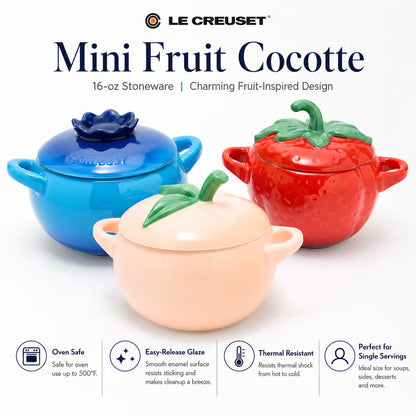 🍓 Le Creuset Mini Fruit Cocotte - 16oz Stoneware, Oven-Safe & Adorable for Baking & Serving!