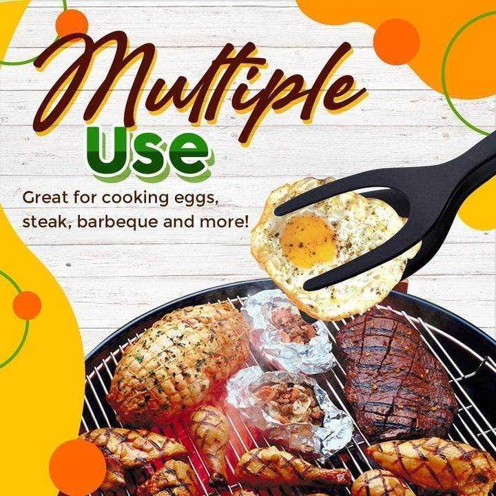 🥘 LIMITED-TIME ! 🍳 2-in-1 Grip Flip Tongs with Silicone Tips – Non-Scratch, Non-Stick, Heat-Resistant ✨