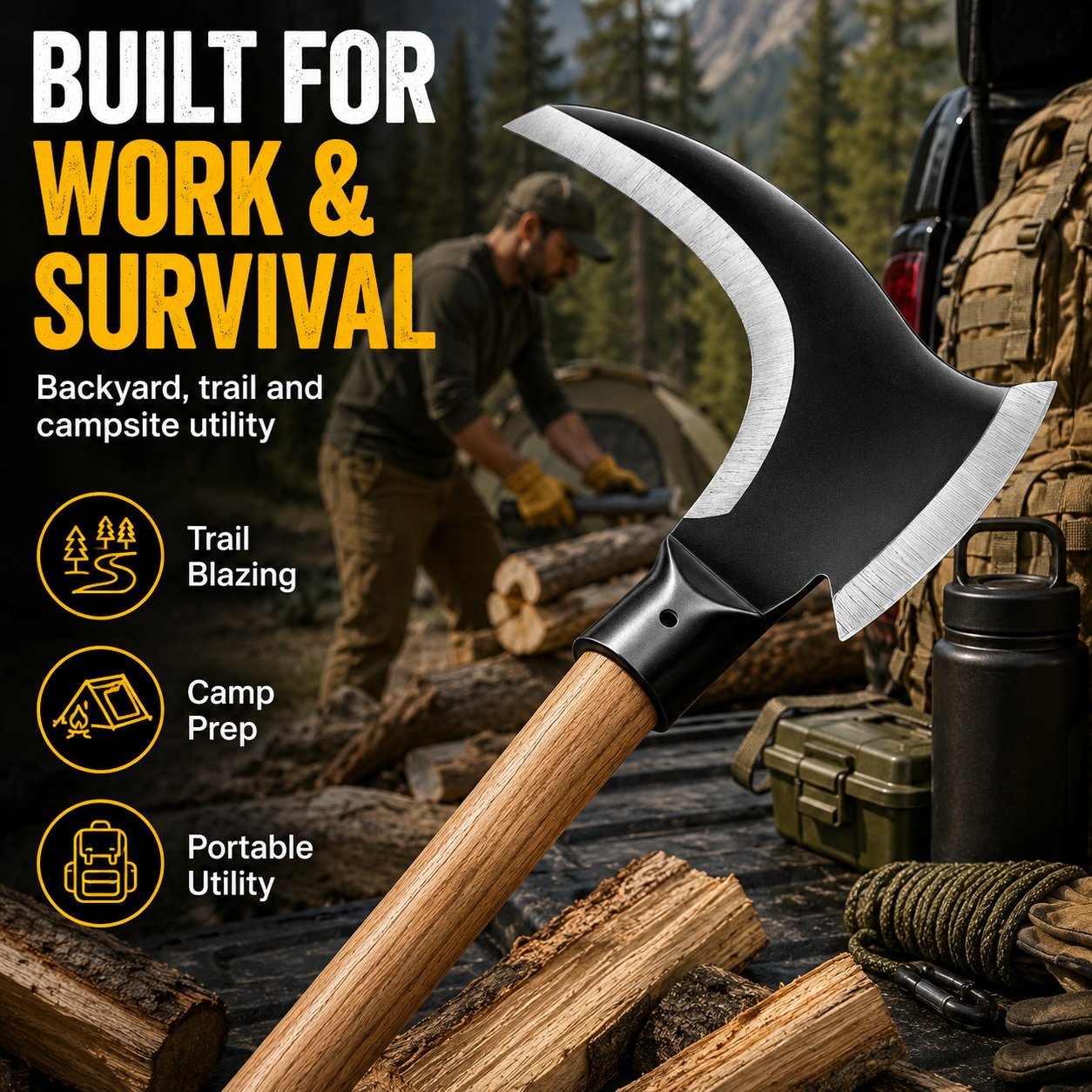 Dual-Head Clearing Axe & Sickle