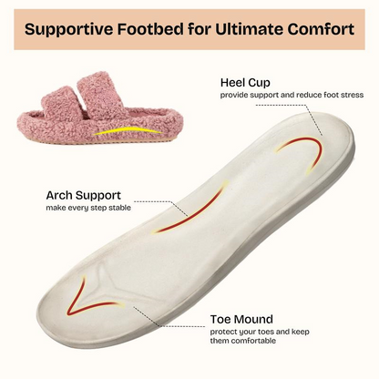 Women's Fuzzy Open-Toe Slippers