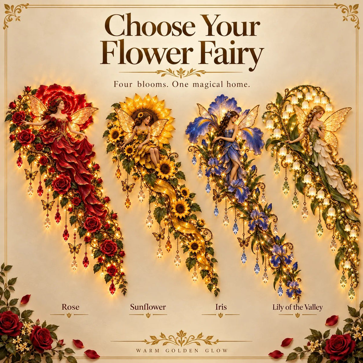 🔥Buy 2 Get 20% OFF🔥🌹🧚‍♀️Enchanted Flower Fairy Wall Light✨Cascading Floral Decor