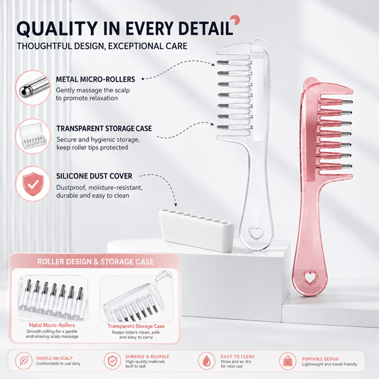 ✨Crystal Scalp Applicator Massage Comb | 2-in-1 Hair Oil Essence Dispensing &amp; Scalp Roller Massager