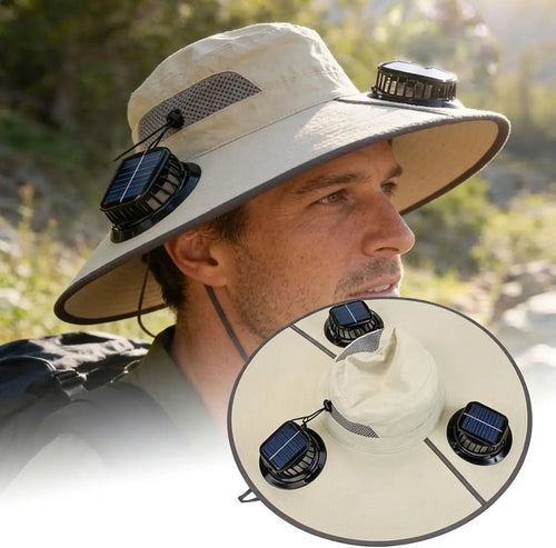 🔥2026 New 3-Solar-Fan Cooling Hat — UPF50+ Sun Protection, Triple-Power Rechargeable, & Water-Resistant