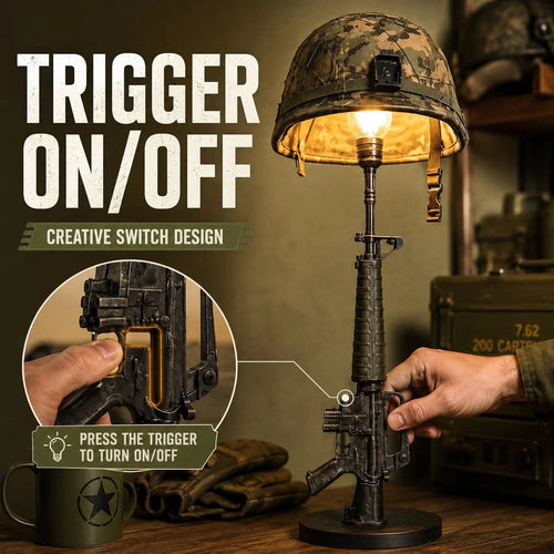 ⚔️ Tactical Rifle Helmet Table Lamp