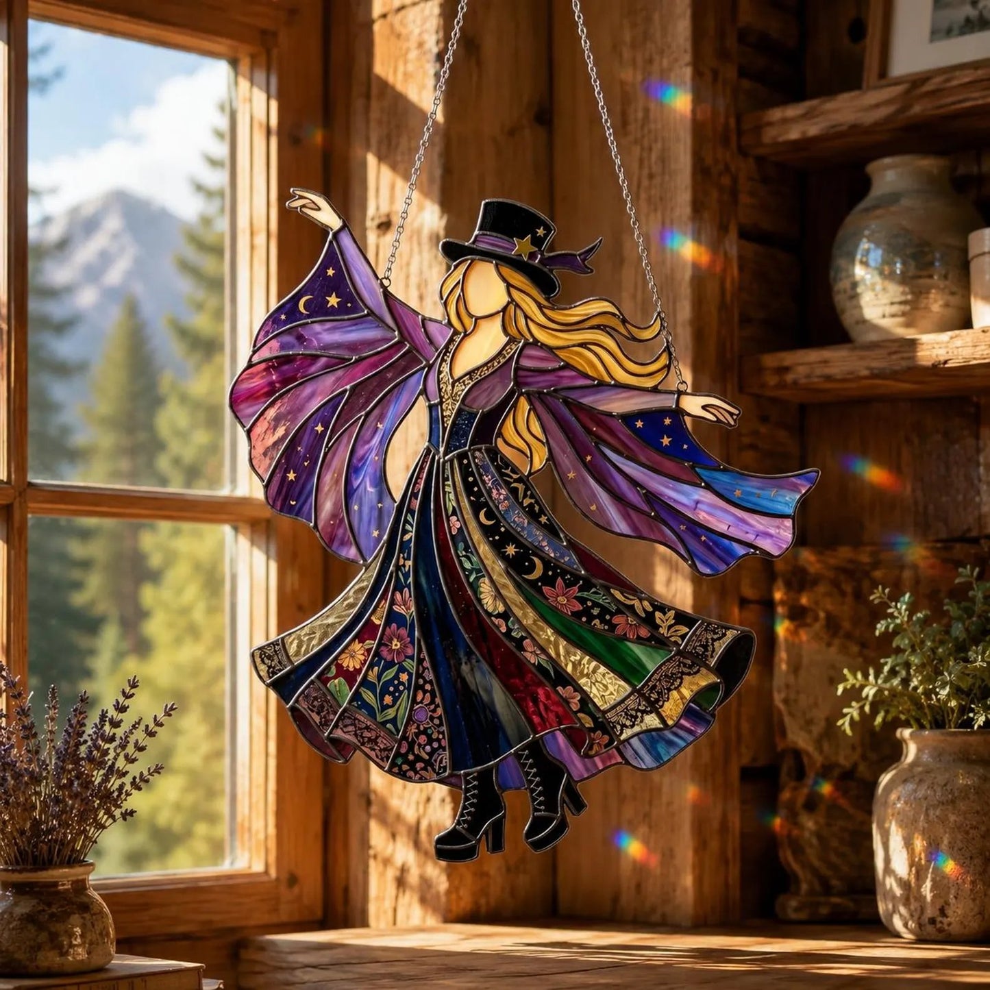 💥 LAST DAY 49% OFF - 💃🤘 Handmade Stained Glass Spinning Suncatcher