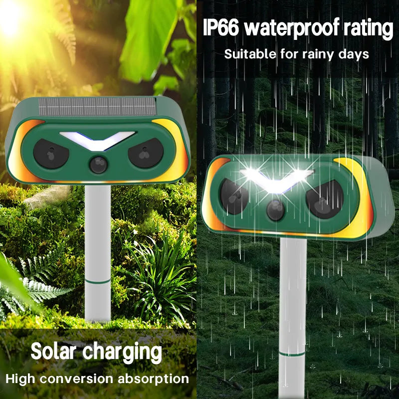 Upgraded Solar Ultrasonic Animal Repellent Outdoor