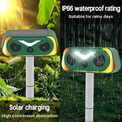 Upgraded Solar Ultrasonic Animal Repellent Outdoor