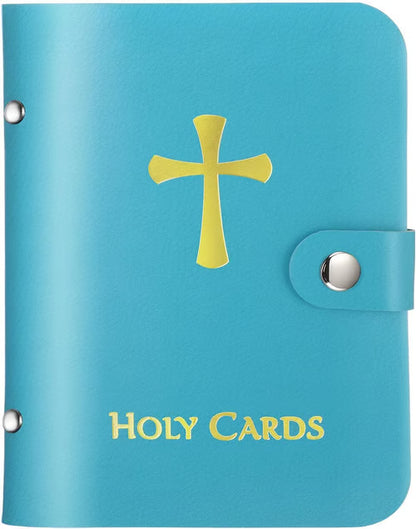 ✝️ Catholic Genuine Leather Holy Card Holder – Pocket Prayer Card Organizer with Snap Closure