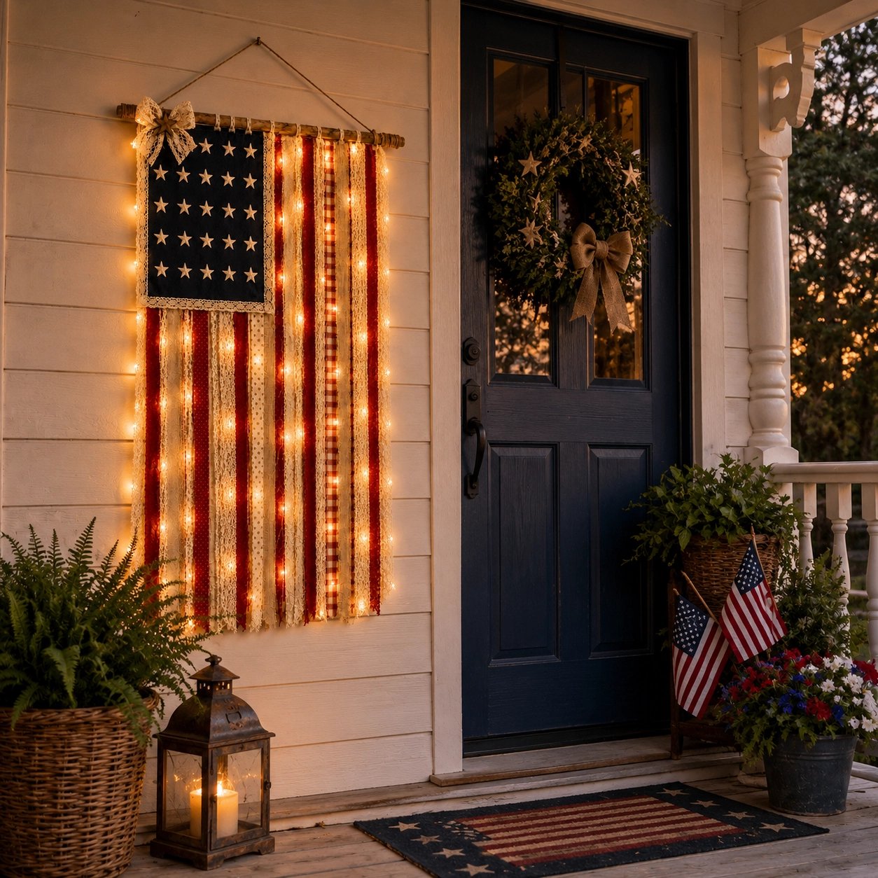 Lighted Patriotic Wall Hanging Banne