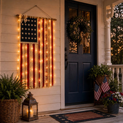 Lighted Patriotic Wall Hanging Banne